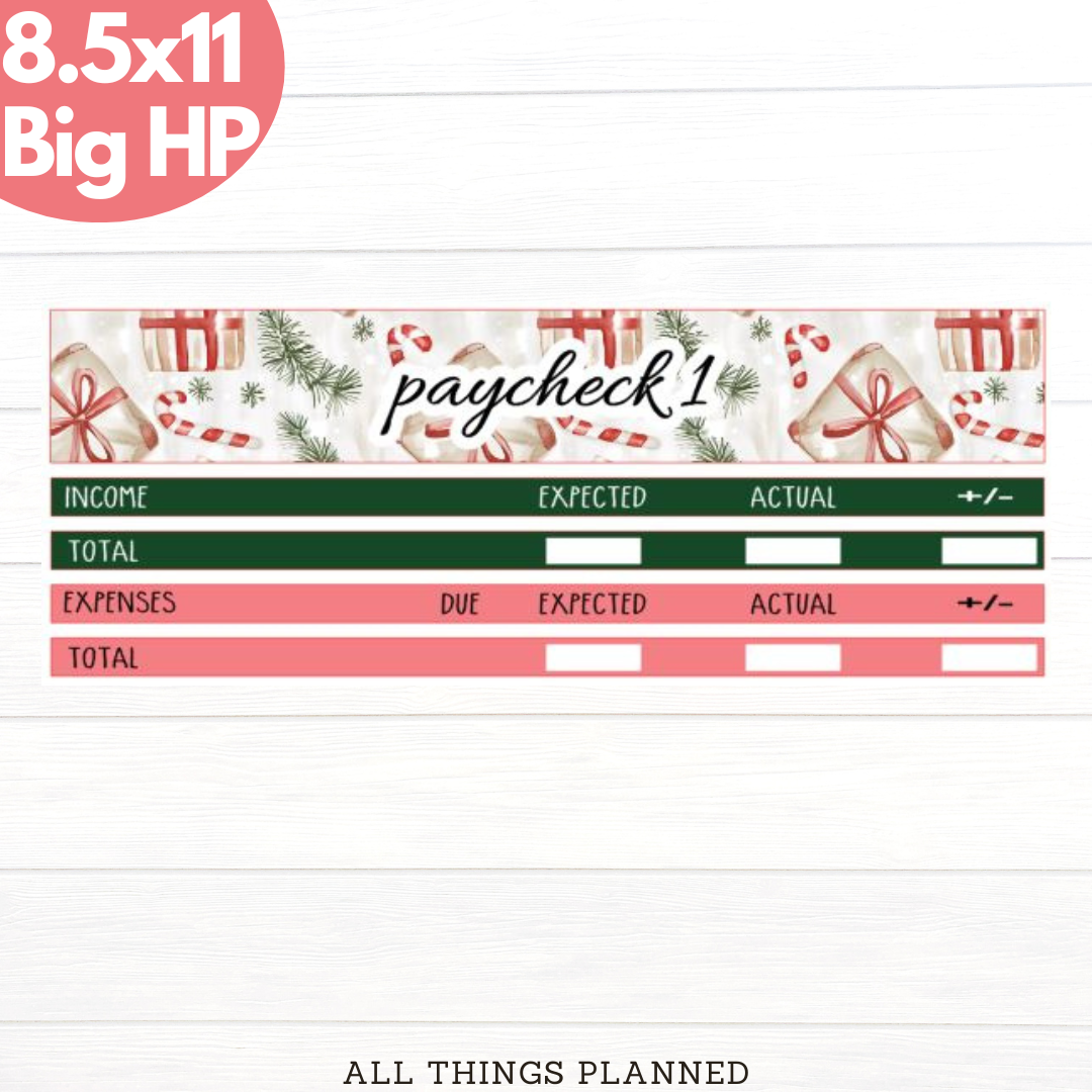8.5x11 | Big | Dec (Christmas Presents) Paychecks