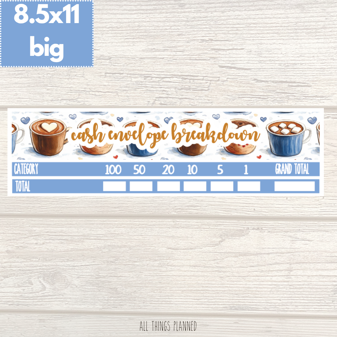 8.5x11 | Big | Dec. (Cozy Cups) Cash Envelope Breakdown