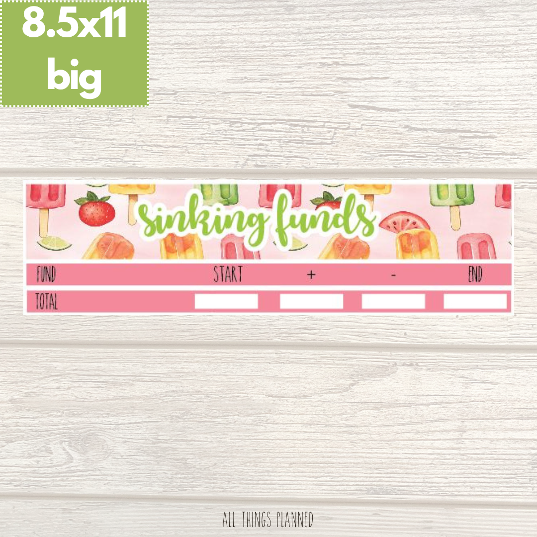 8.5x11 | Big | June (Popsicles) Sinking Funds Tracker
