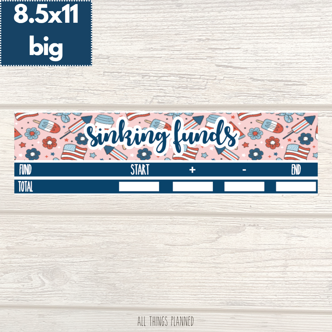 8.5x11 | Big | July (Happy 4th) Sinking Funds Tracker