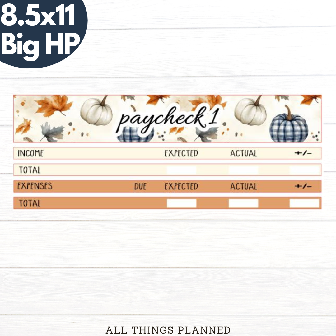 8.5x11 | Big | Nov (Fall Cottage) Paychecks