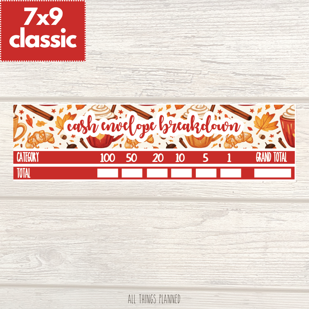 7x9 | Classic | Sept. (Fall Latte) Cash Envelope Breakdown