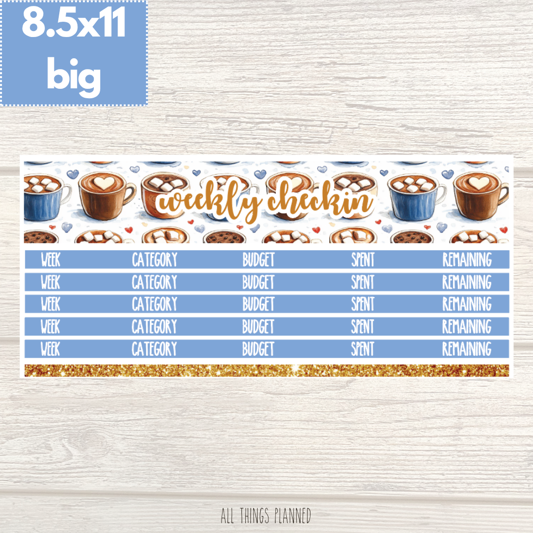 8.5x11 | Big | Dec. (Cozy Cups) Weekly Check-In