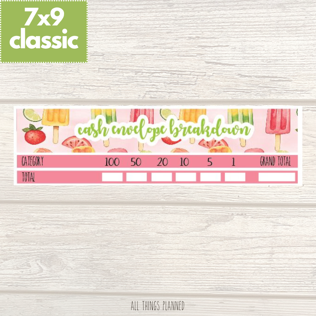 7x9 | Classic | June (Popsicles) Cash Envelope Breakdown