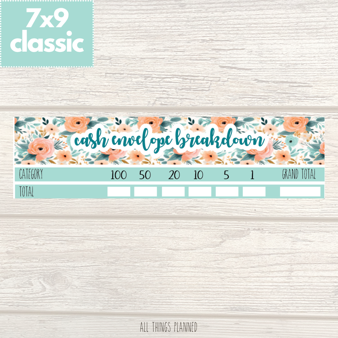 7x9 | Classic | Aug. (Summer Bloom) Cash Envelope Breakdown