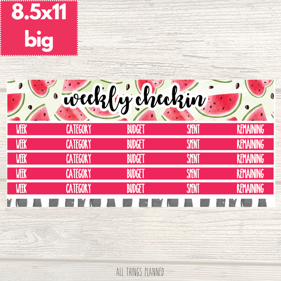8.5x11 | Big | July (Watermelon) Weekly Check-In