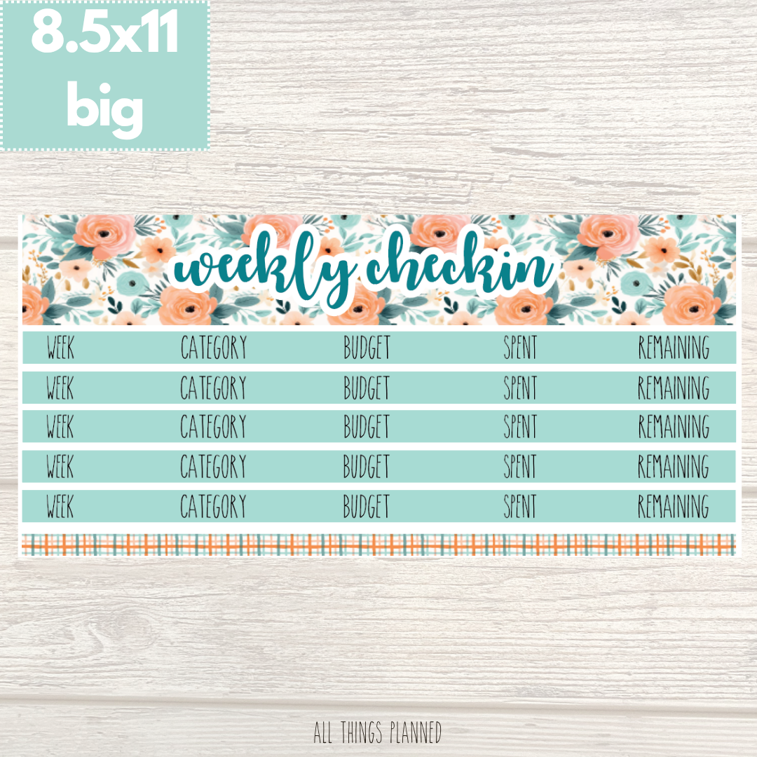 8.5x11 | Big | Aug. (Summer Bloom) Weekly Check-In