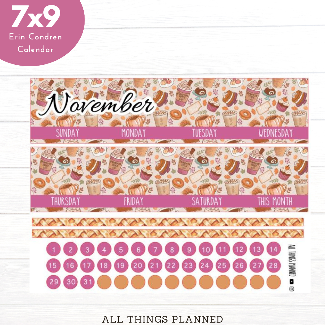 7x9 Nov (Thanksgiving) Monthly Calendar