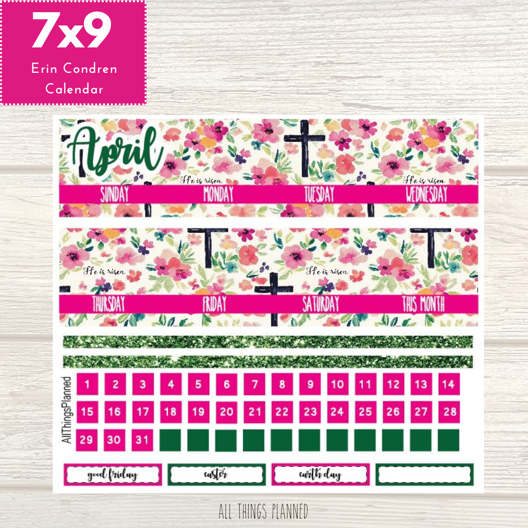 7x9 April (Risen) Monthly Calendar