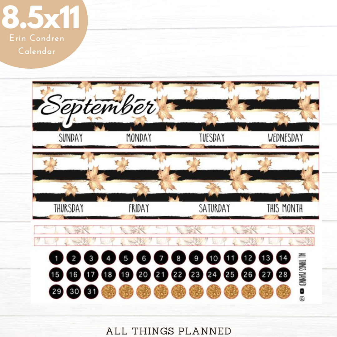 8.5x11 Sept (Golden Fall) Monthly Calendar