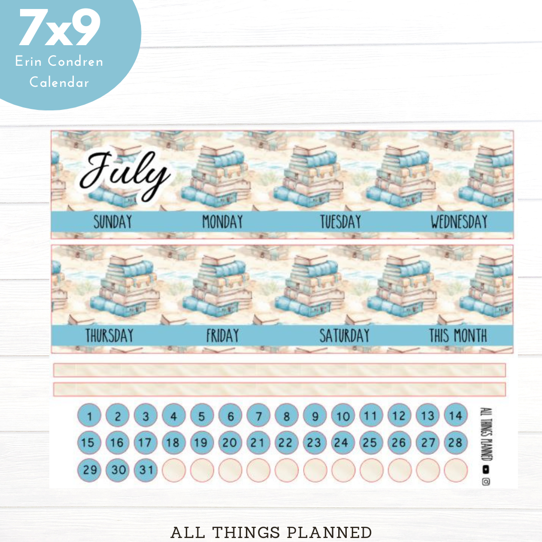 7x9 July (Beach Books) Monthly Calendar