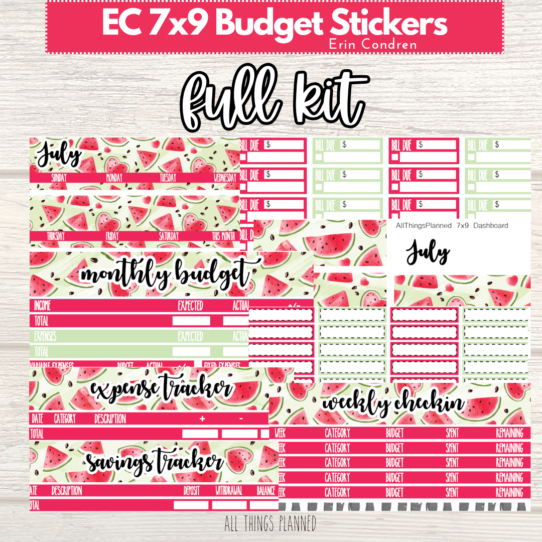 7x9 July (Watermelon) FULL Budget Kit BUNDLE