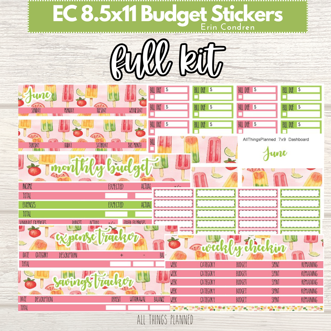 8.5x11 EC June (Popsicles) FULL Budget Kit BUNDLE