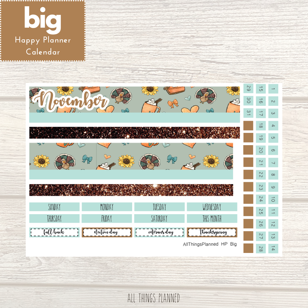 Big HP Nov. (Thanksgiving) Monthly Calendar