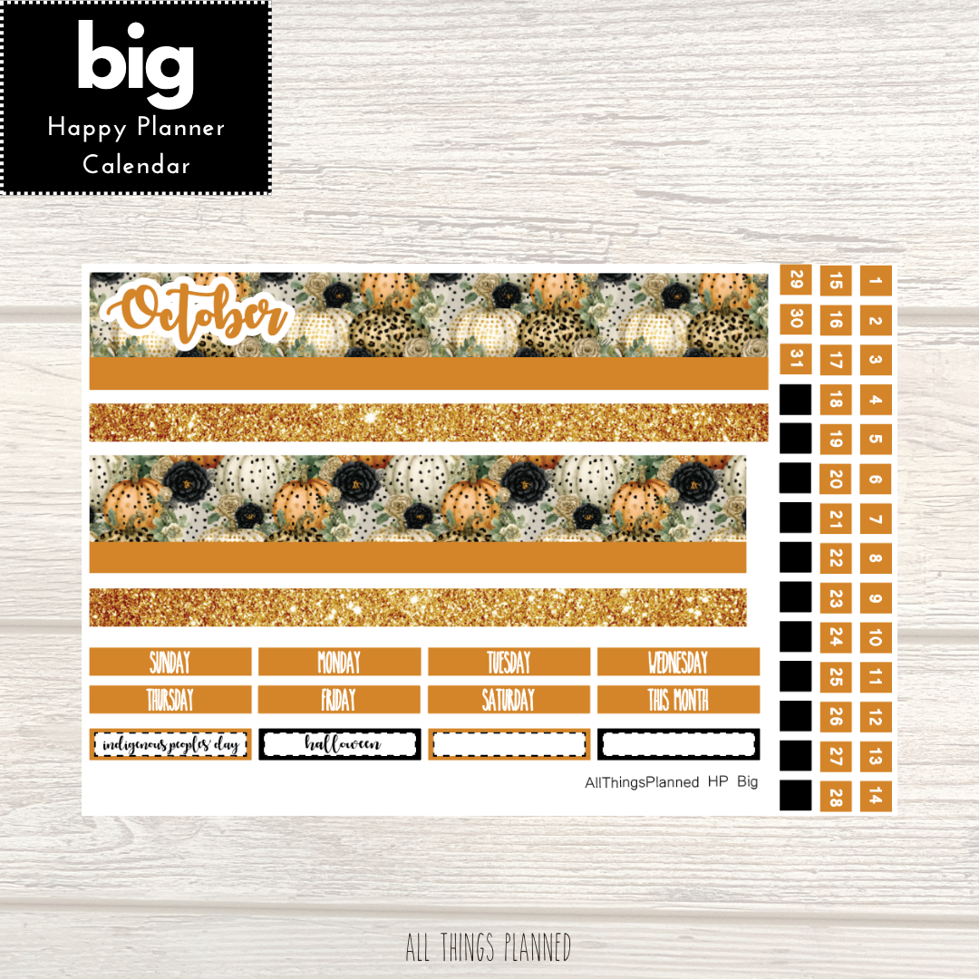 Big HP Oct. (Pumpkins) Monthly Calendar