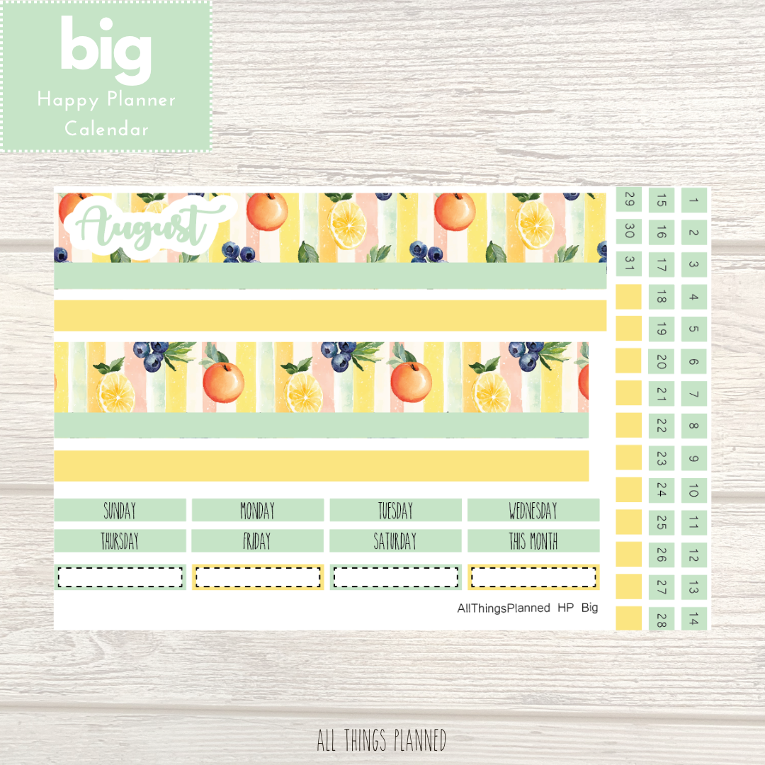 Big HP Aug. (Tutti Fruiti) Monthly Calendar