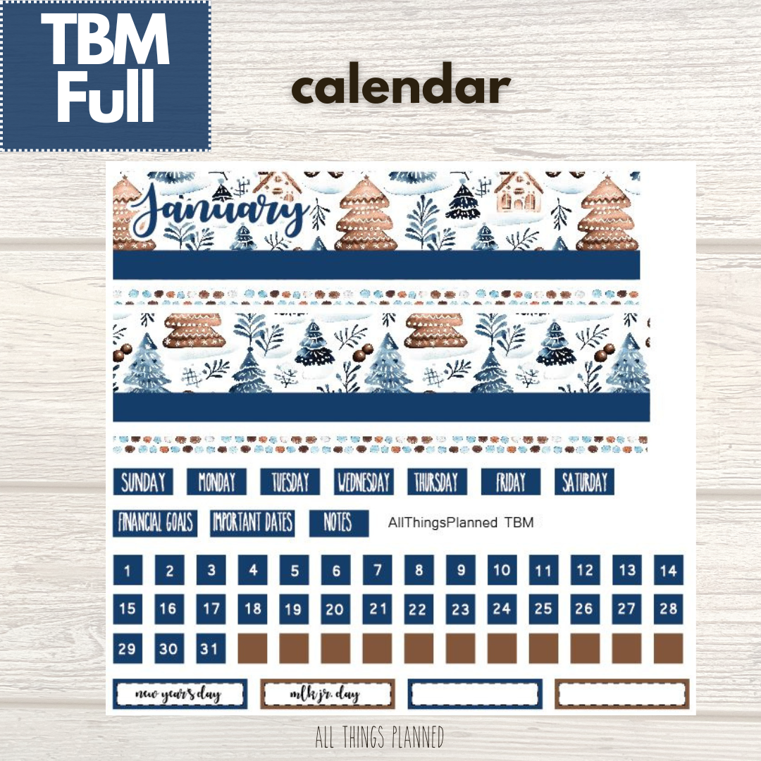 Full Jan. (Wonderland) Monthly Calendar