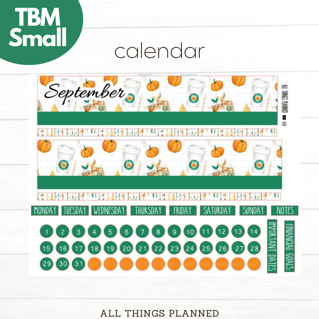 Small Sept (Starbies) Monthly Calendar