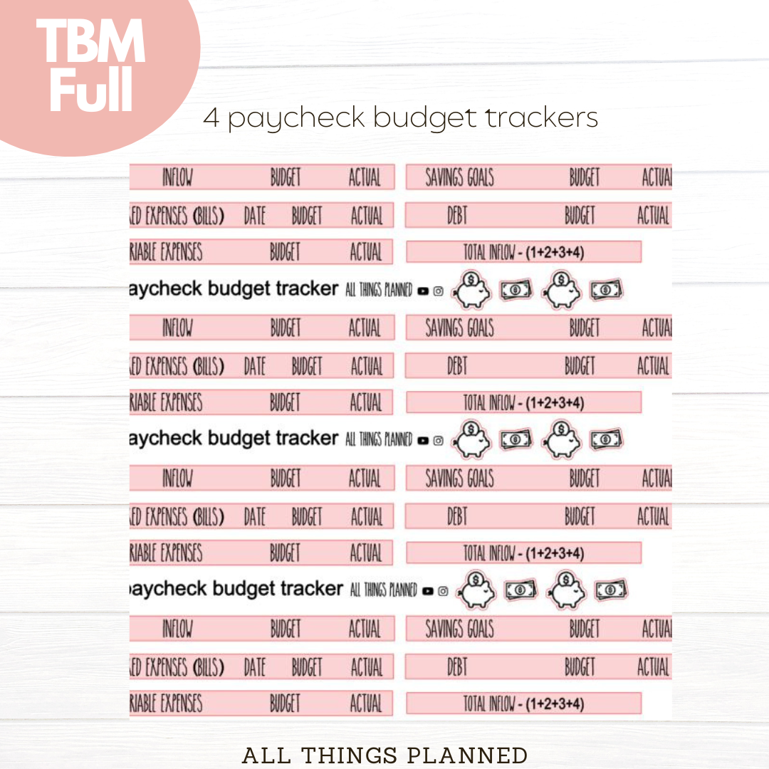 Full Oct (Pink Caffeine) Paycheck Budget Trackers