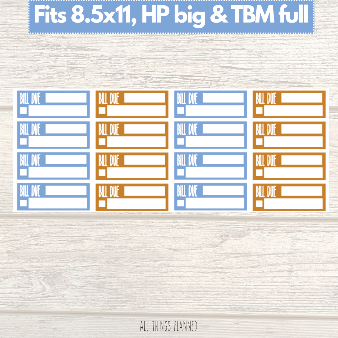 8.5x11 | Big | TBM FULL | Dec. (Cozy Cups) Bill Due Stickers