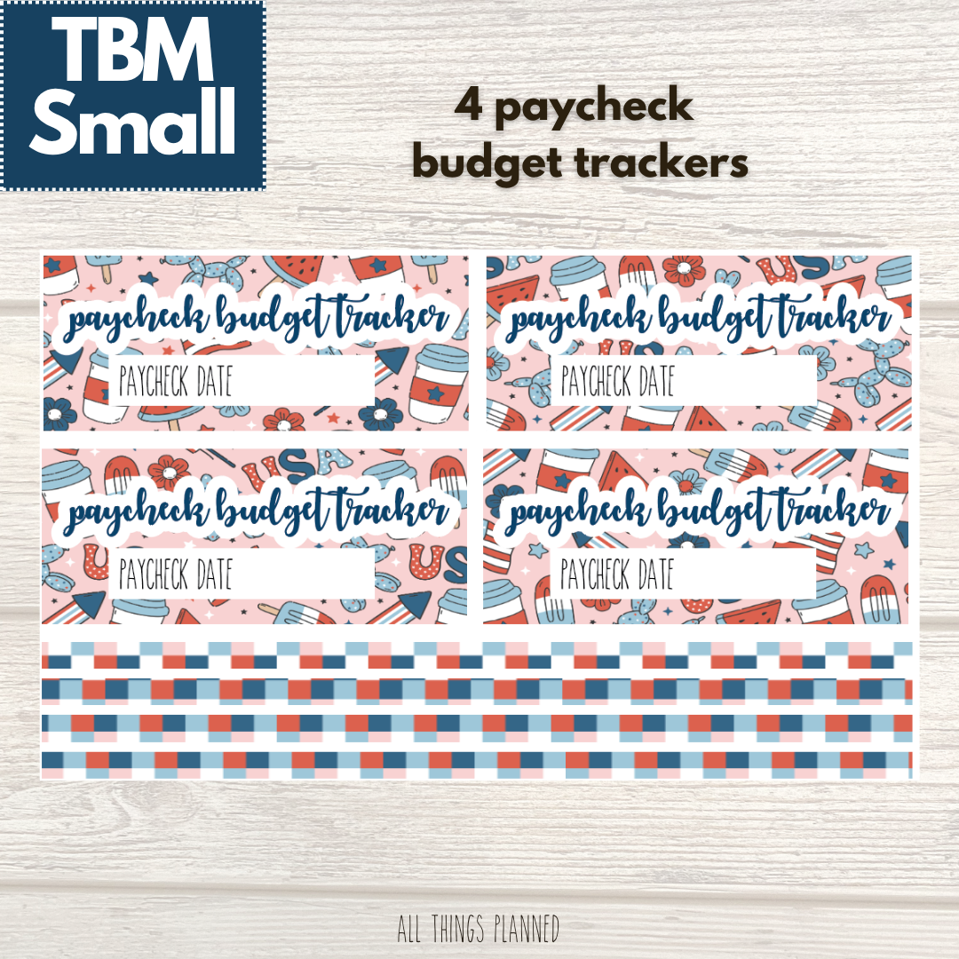 Small July (Happy 4th) Paycheck Budget Trackers