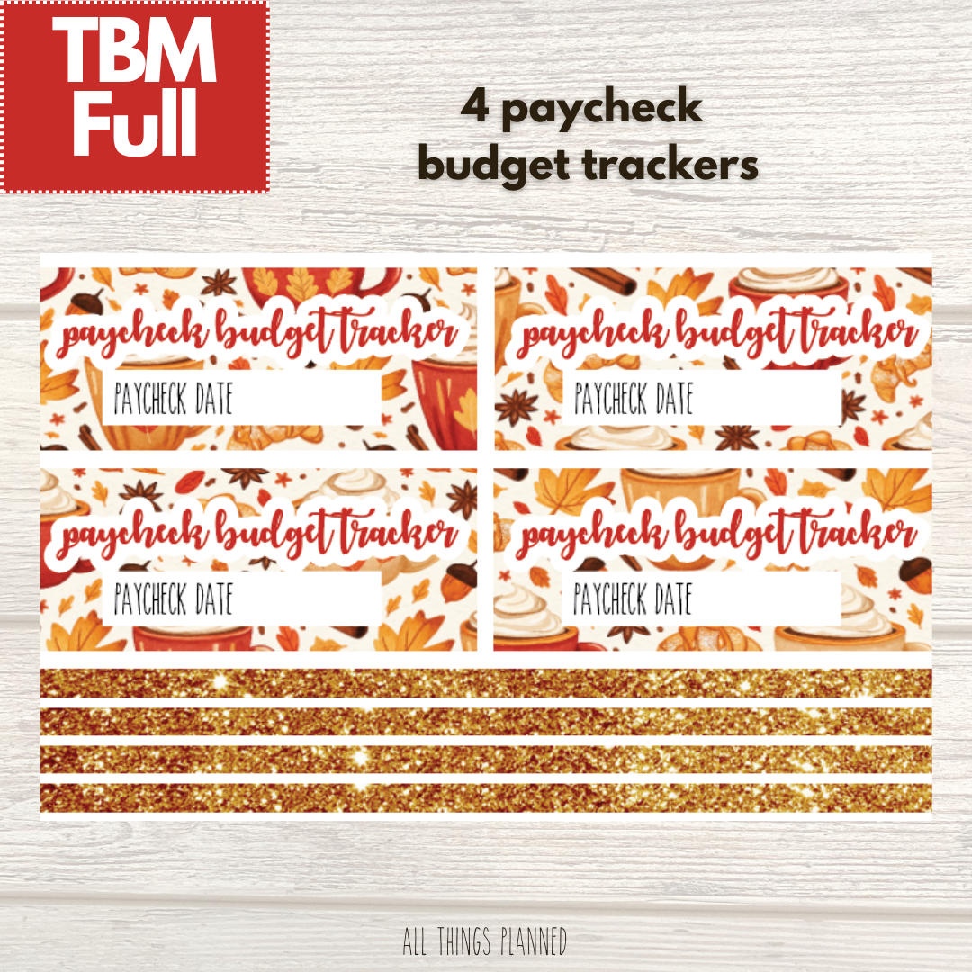 Full Sept. (Fall Latte) Paycheck Budget Trackers