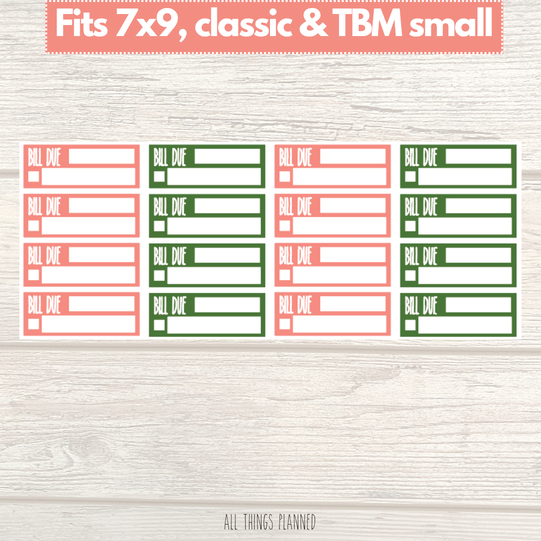 7x9 | Classic | TBM SMALL | Dec. (Christmas) Bill Due Stickers