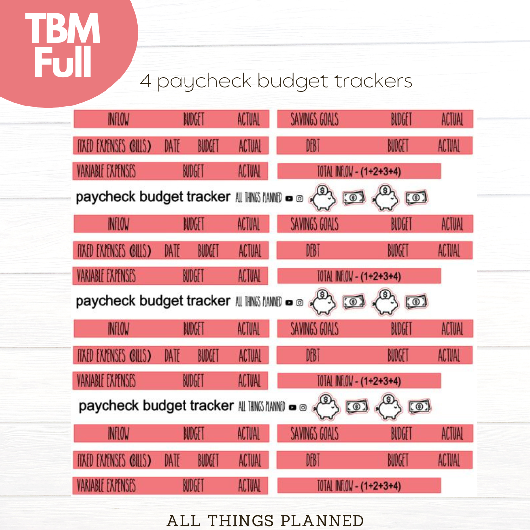 Full Dec (Christmas Presents) Paycheck Budget Trackers