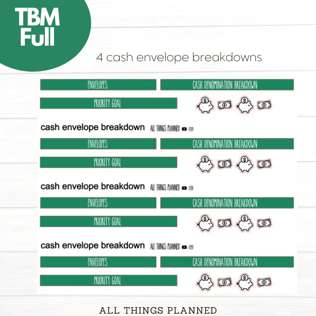 Full Sept (Starbies) Cash Envelope Breakdown