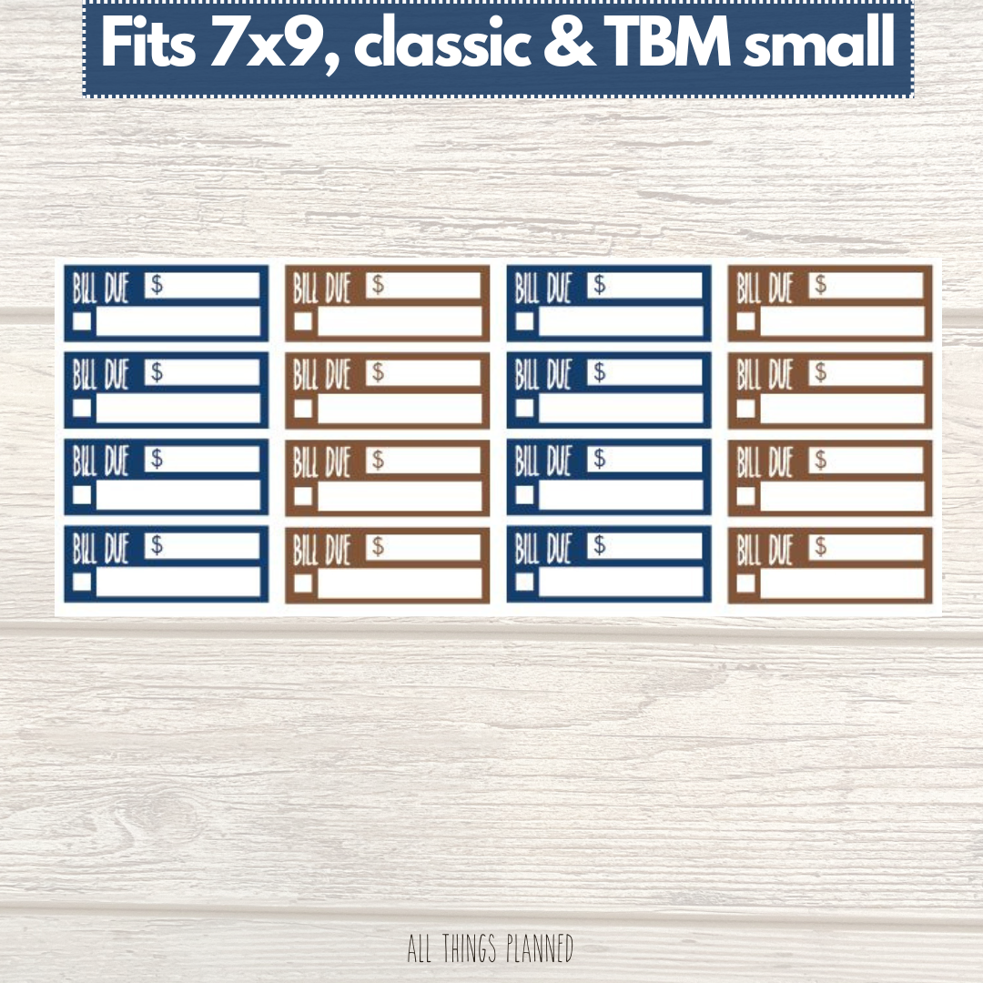 7x9 | Classic | TBM SMALL | Jan. (Wonderland) Bill Due Stickers