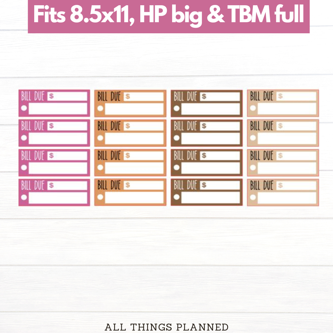 8.5x11 | Big | TBM FULL | Nov (Thanksgiving) Bill Due Stickers
