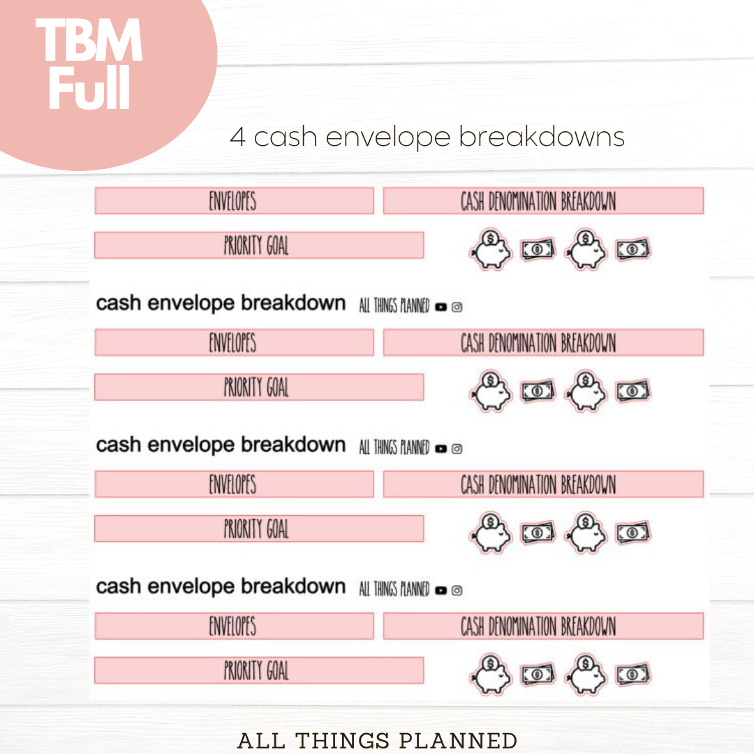 Full Oct (Pink Caffeine) Cash Envelope Breakdown
