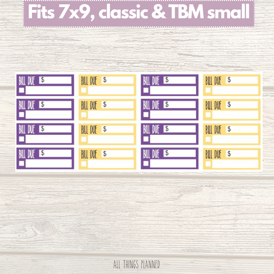 7x9 | Classic | TBM SMALL | June (Summer Florals) Bill Due Stickers