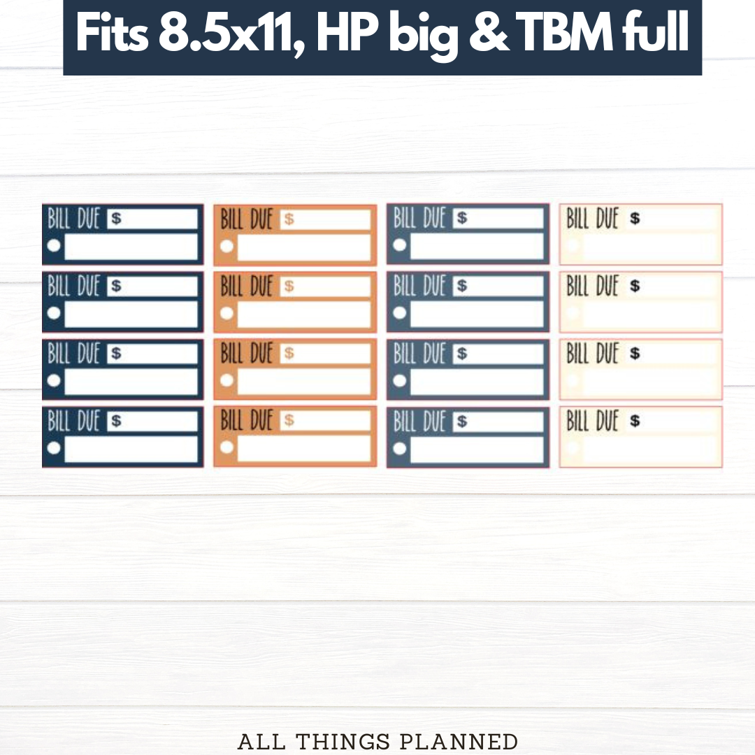 8.5x11 | Big | TBM FULL | Nov (Fall Cottage) Bill Due Stickers