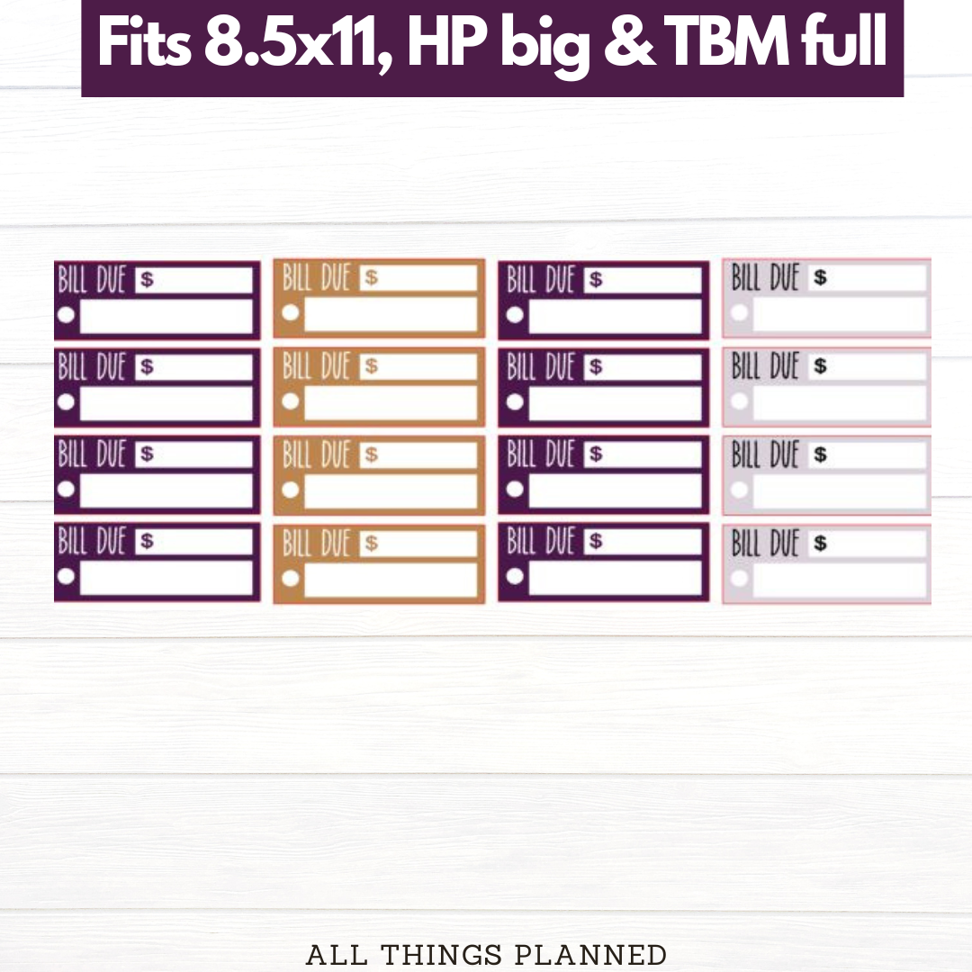 8.5x11 | Big | TBM FULL | Dec (Gingerbread) Bill Due Stickers