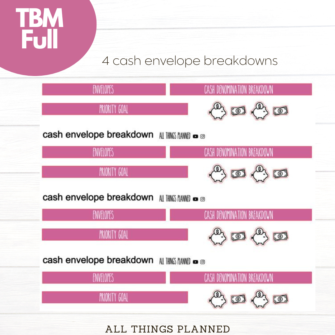 Full Nov (Thanksgiving) Cash Envelope Breakdown