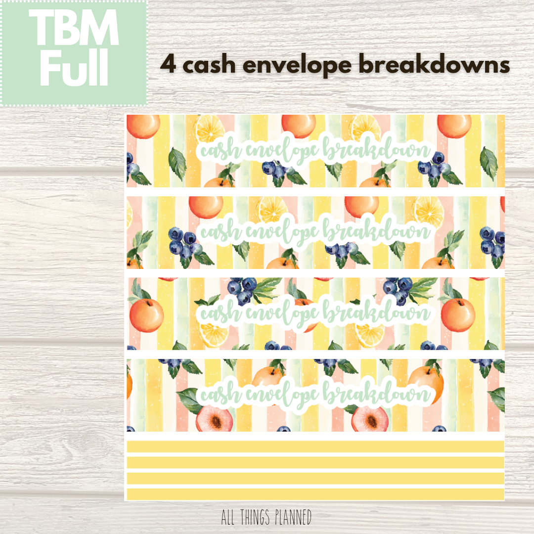 Full Aug. (Tutti Fruiti) Cash Envelope Breakdown