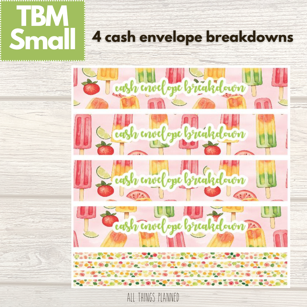 Small June (Popsicles) Cash Envelope Breakdown