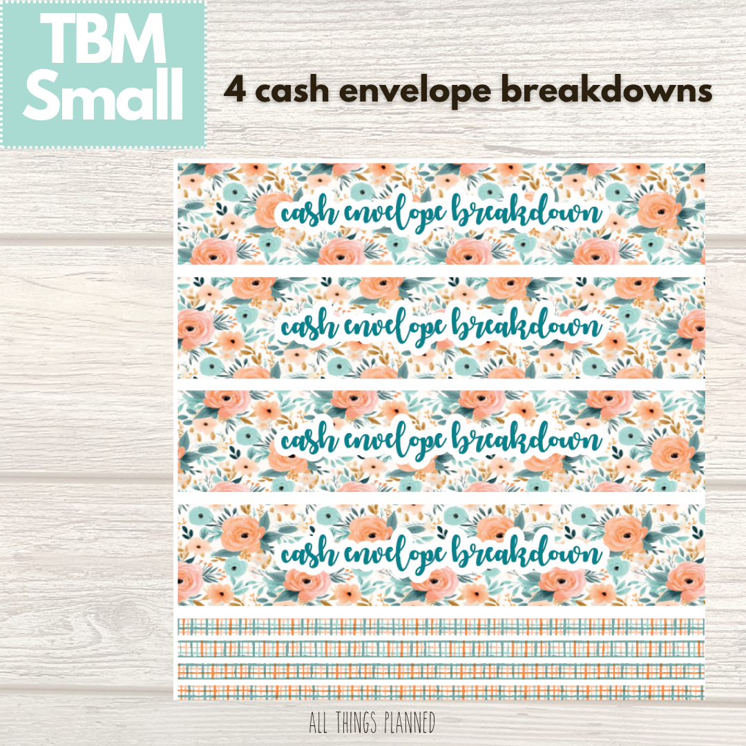 Small Aug. (Summer Bloom) Cash Envelope Breakdown
