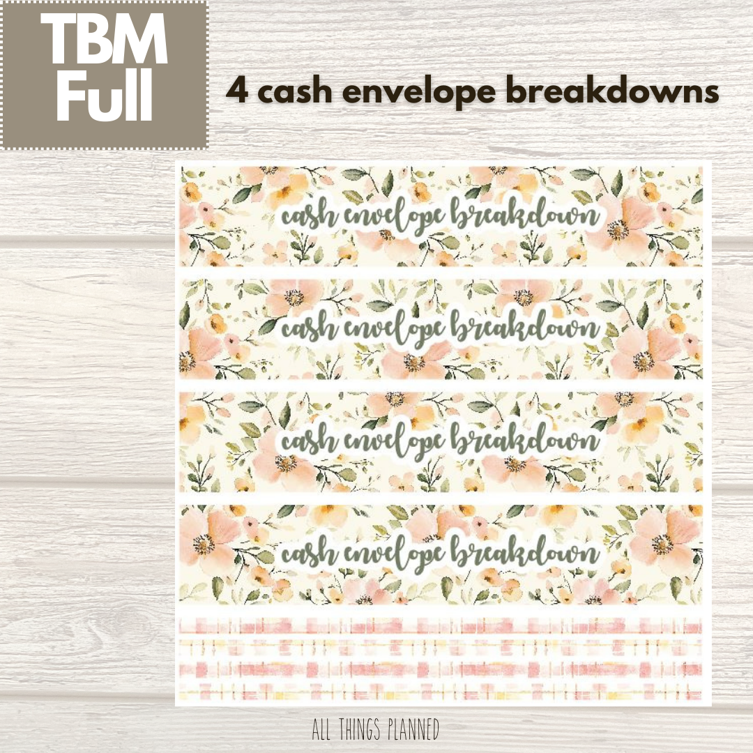 Full May (Spring Florals) Cash Envelope Breakdown