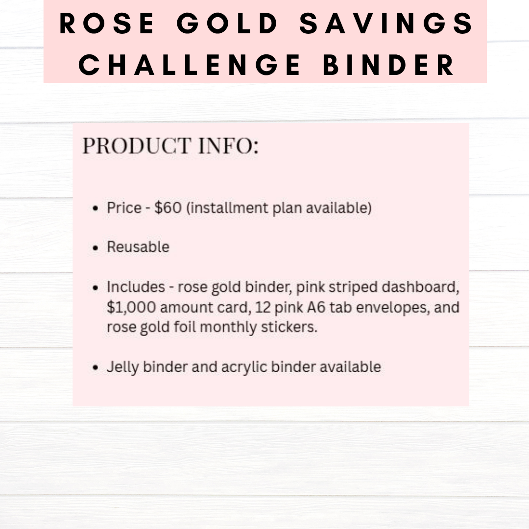 2026 Rose Gold Savings Challenge Binder (Bundle)