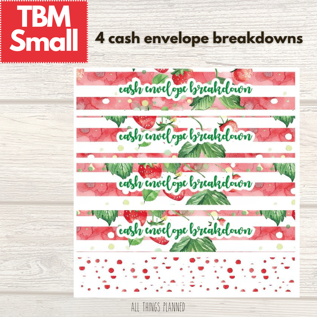 Small April (Strawberry Garden) Cash Envelope Breakdown