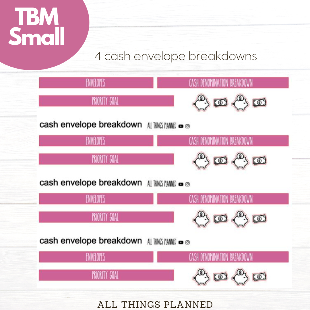 Small Nov (Thanksgiving) Cash Envelope Breakdown