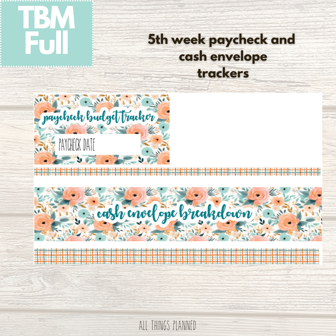 Full Aug. (Summer Bloom) Week 5 Cash Envelope + Paycheck Budget
