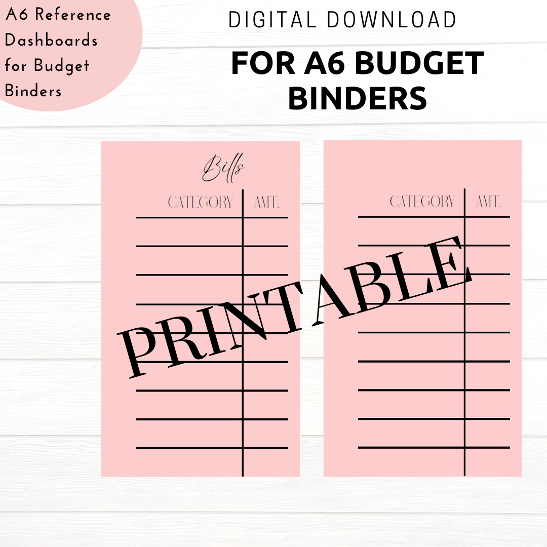 Pink PRINTABLE Reference Dashboards