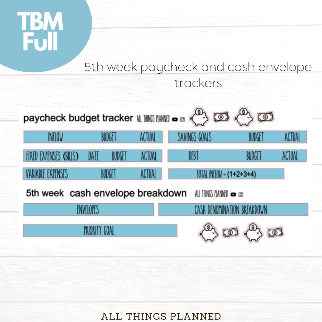 Full July (Beach Books) Week 5 Cash Envelope + Paycheck Budget