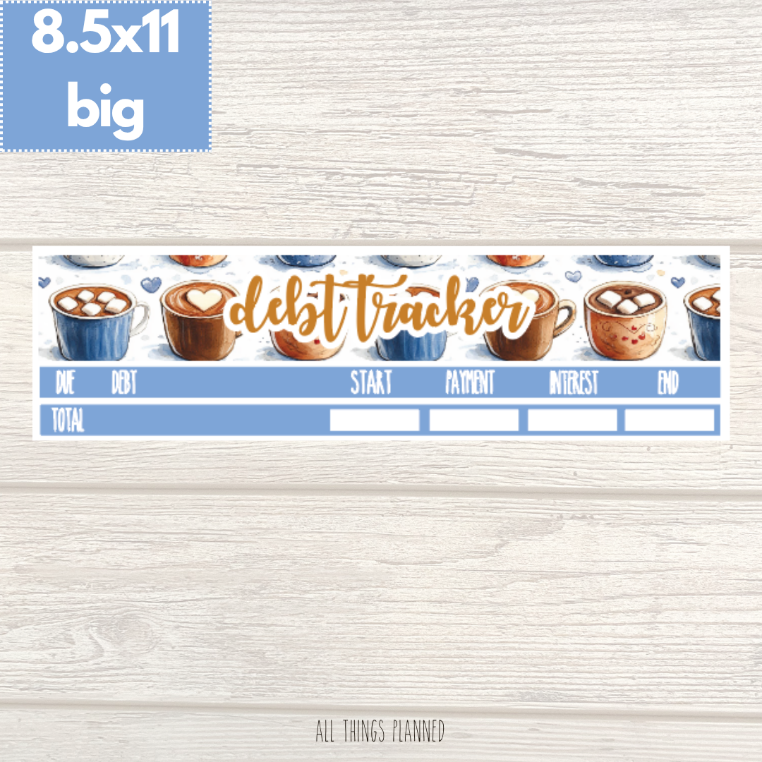 8.5x11 | Big | Dec. (Cozy Cups) Debt Tracker
