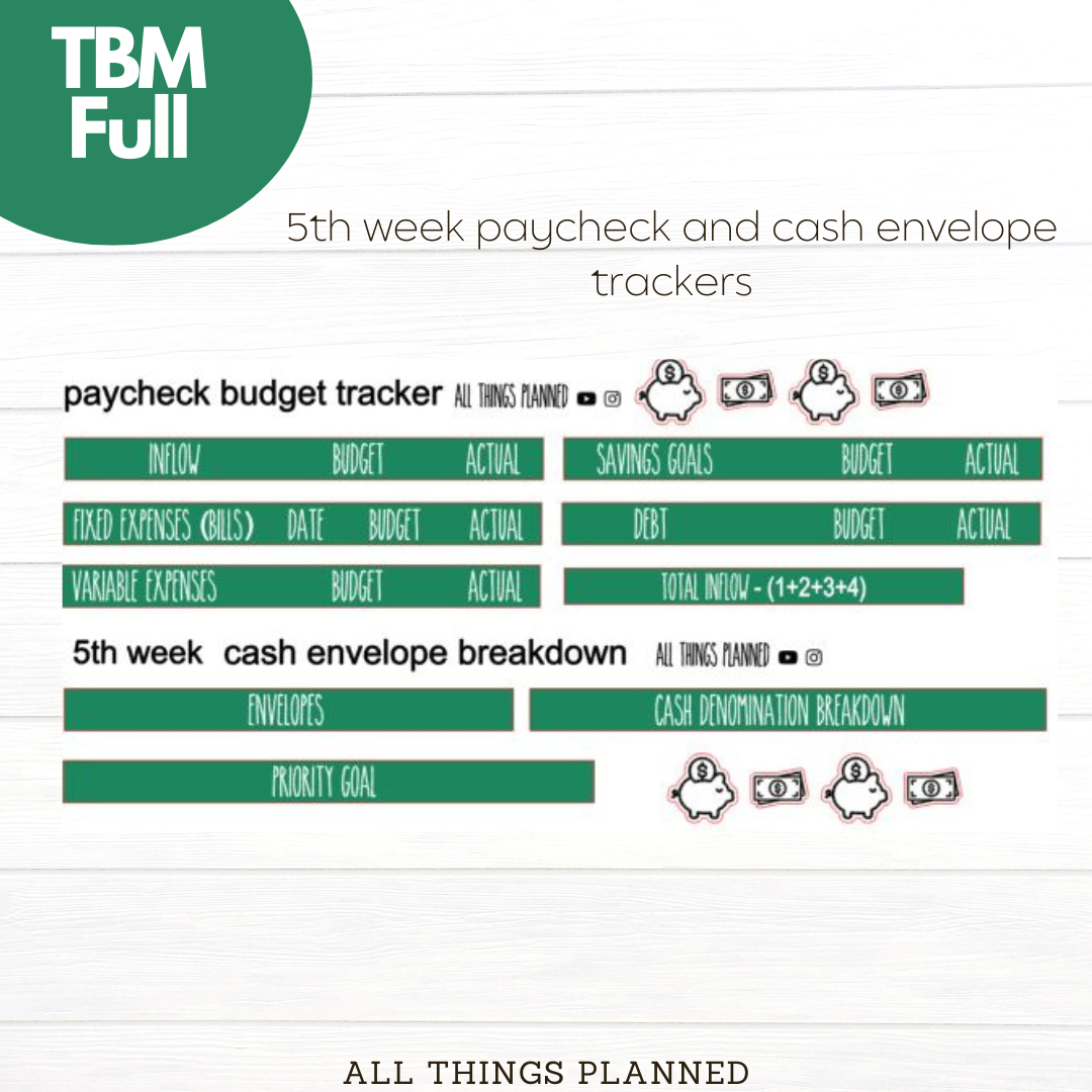 Full Sept (Starbies) Week 5 Cash Envelope + Paycheck Budget