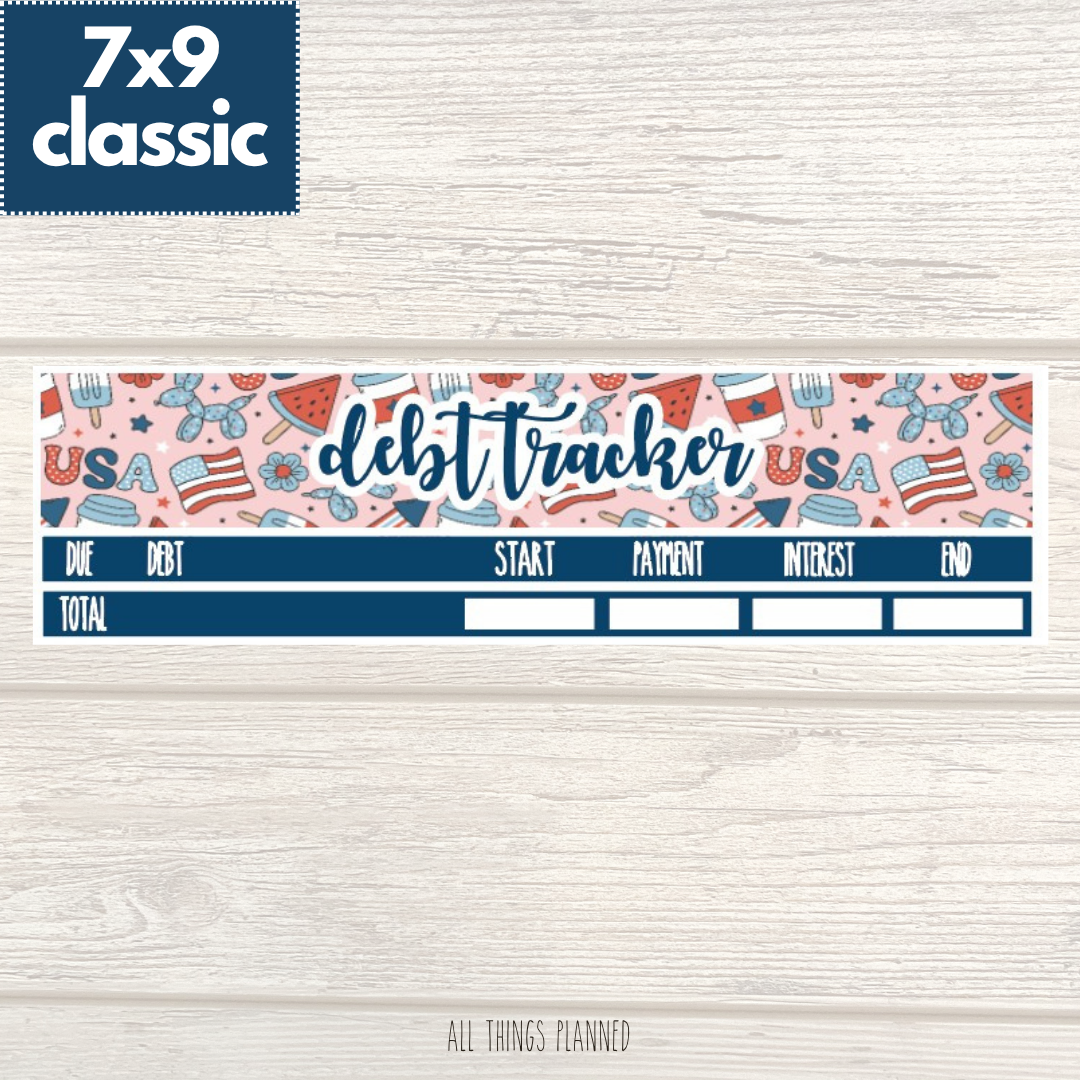 7x9 | Classic | July (Happy 4th) Debt Tracker