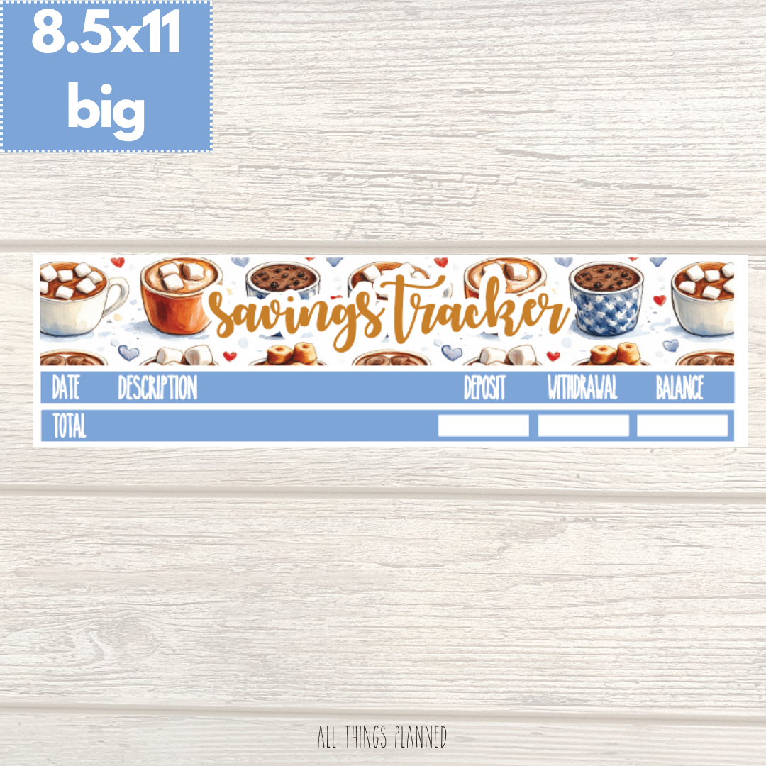 8.5x11 | Big | Dec. (Cozy Cups) Savings Tracker